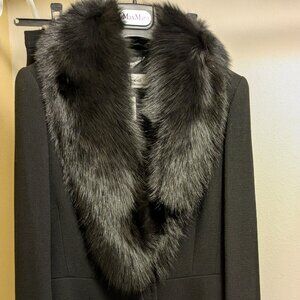 Max Mara Black Fur trimmed Suit